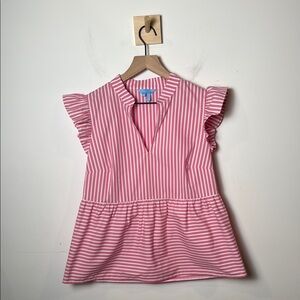 Draper James Pink and White Striped Flutter Sleeve Tank